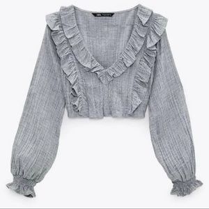 Zara Cropped Ruffled Top NWT